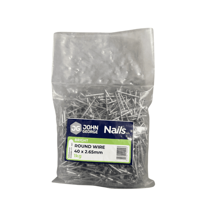 JG BRIGHT ROUND WIRE NAILS 40MM - 1KG N2RSB4040
