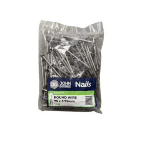 JG BRIGHT ROUND WIRE NAILS 75MM - 1KG N2RSB4075