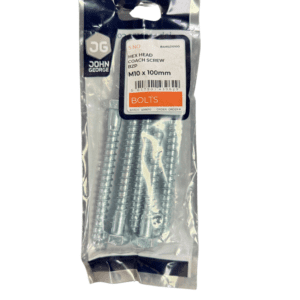 JG HEX HEAD COACH SCREW BZP M10 X 100 (5) B4HSZ10100