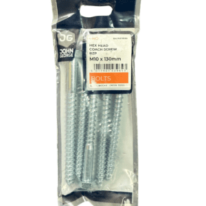 JG HEX HEAD COACH SCREW BZP M10 X 130 (5) B4HSZ10130