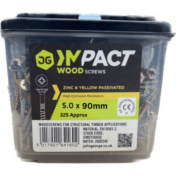 JG IMPACT WOODSCREWS 5 X 90MM (TUB 325)