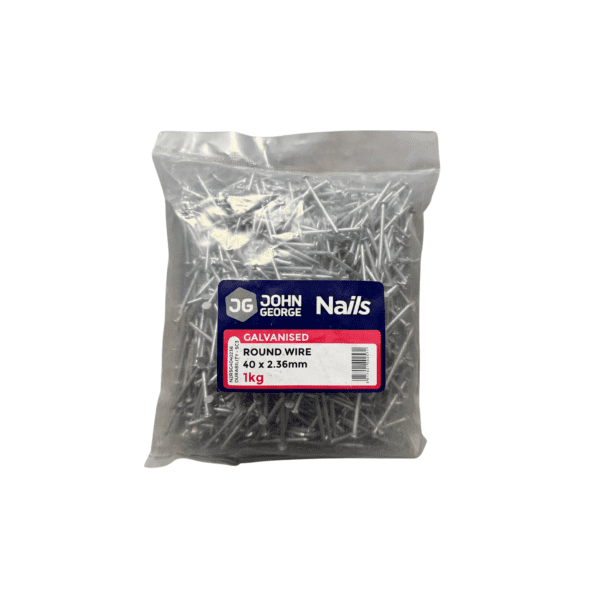 JG ROUND WIRE NAILS GALV 40 X 2.36 - 1KG N2RSG4040236