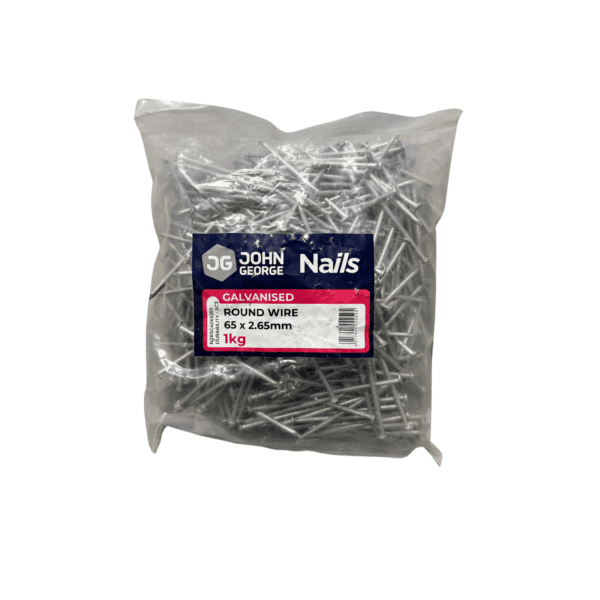 JG ROUND WIRE NAILS GALV 65 X 2.65 - 1KG N2RSG4065265