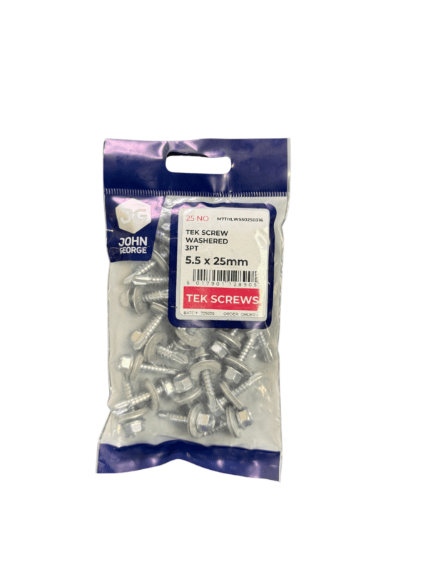 JG TEK SCREW 16MM HEX HEAD WASHER 5.5X25MM (25) M7THLW550250316