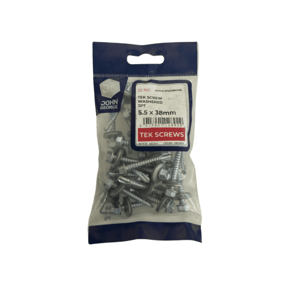 JG TEK SCREW 16MM HEX HEAD WASHER 5.5X38MM (25) M7THLW550380316