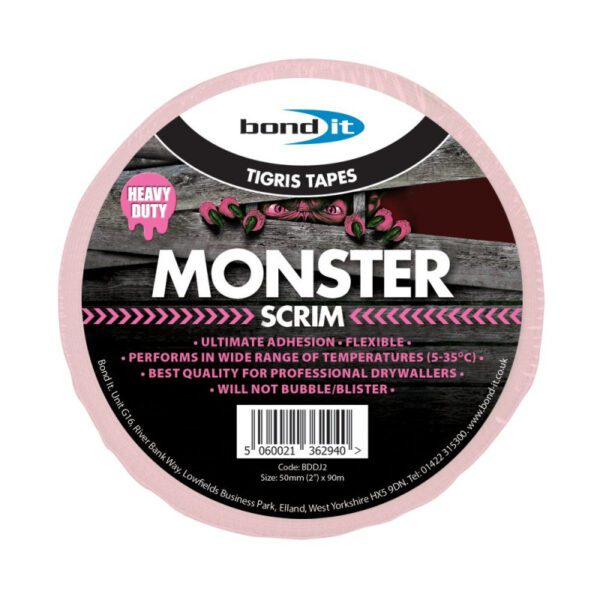 50mm X 90m BOND IT MONSTER SCRIM  - PINK BDDJ2