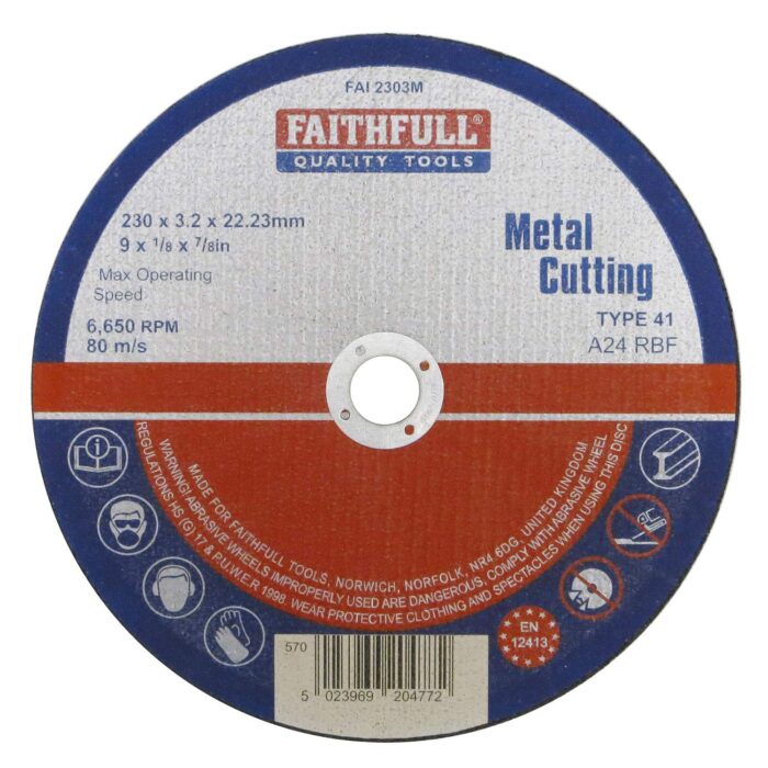 FAITHFULL METAL CUTTING DISC 230 X 3.2 X 22.23MM FAI2303M