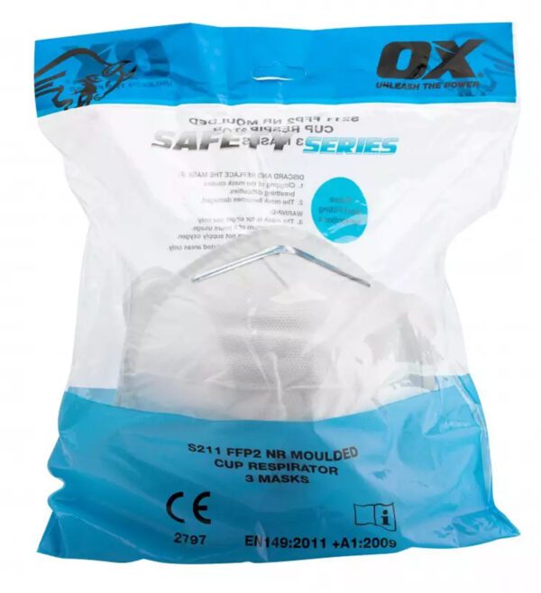 OX FFP2 MOULDED CUP RESPIRATOR (3) (S486703)