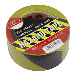 PVC HAZARD TAPE  - YELLOW & BLACK 50MM X 33M