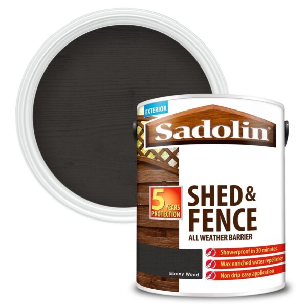 SADOLIN SHED & FENCE PAINT 10L - EBONY WOOD