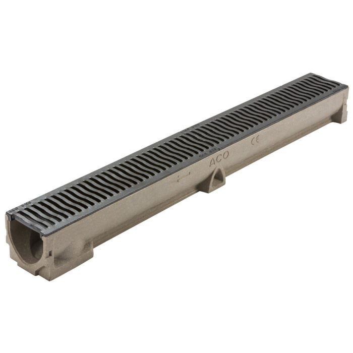 ACO RAINDRAIN CHANNEL 1M WITH CAST IRON GRATING  LOAD CLASS B125 (47001)