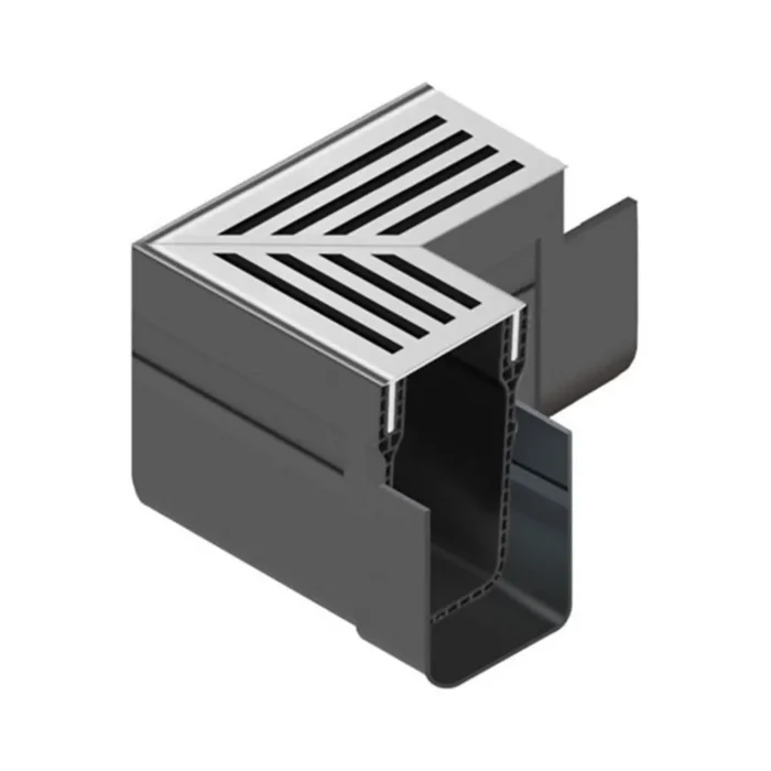 ACO THRESHOLD DRAIN CORNER UNIT C/W SILVER ALUMINIUM GRATING (19006)