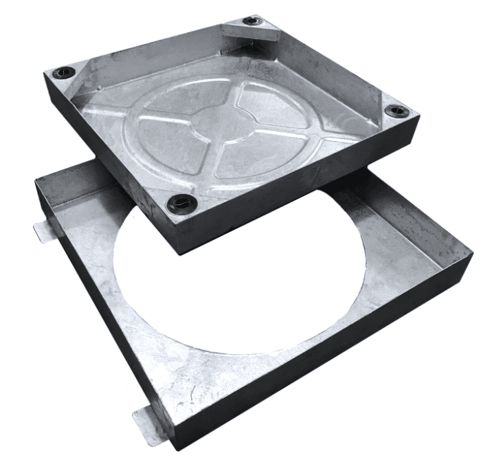 WREKIN 300X300X80MM GALV STEEL MC&F 10T SQ TO RND RECESSED (C281M/030030SQR)