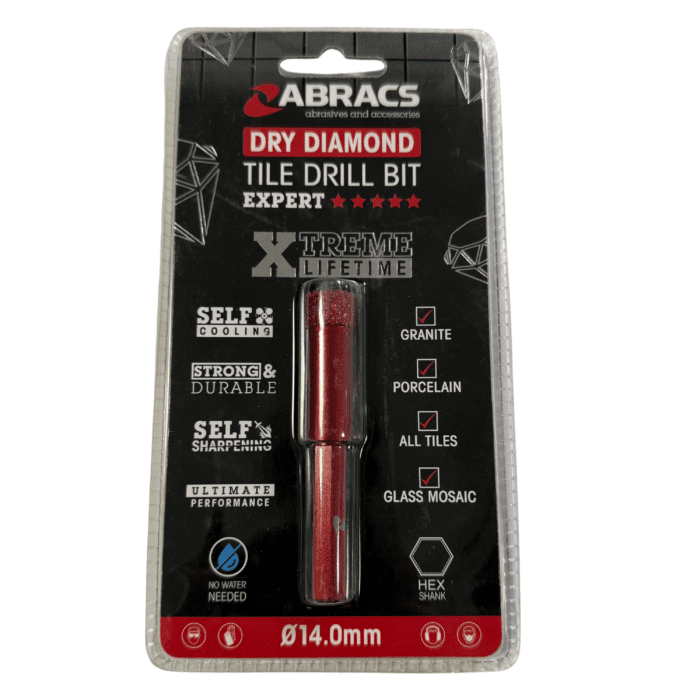 ABRACS DRY DIAMOND TILE DRILL BIT  - 14mm (TDB14)