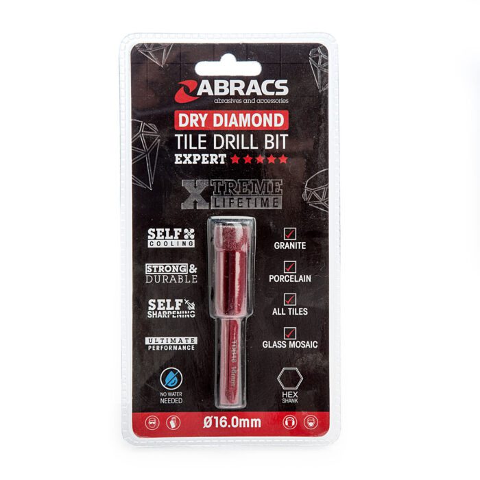 ABRACS DRY DIAMOND TILE DRILL BIT - 16mm (TDB16)