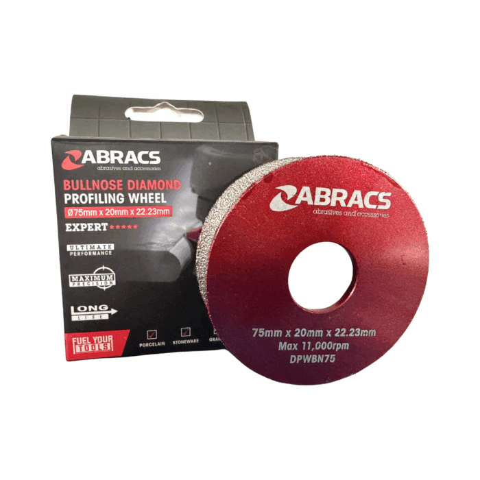 ABRACS 75mm x 20mm x 22.23mm BULLNOSE DIAMOND PROFILING WHEEL (DPWBN75)