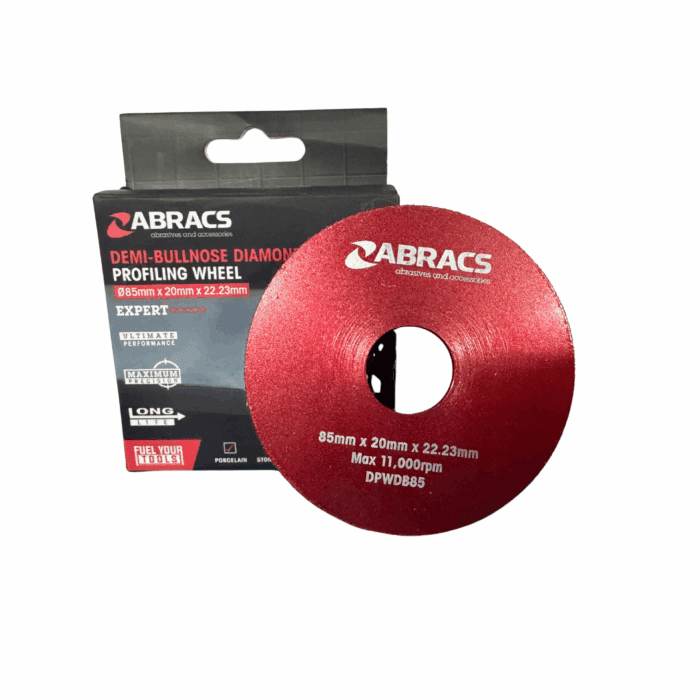 ABRACS 85mm x 20mm x 22.23mm DEMI-BULLNOSE DIAMOND PROFILLING WHEEL (DPWDB85)
