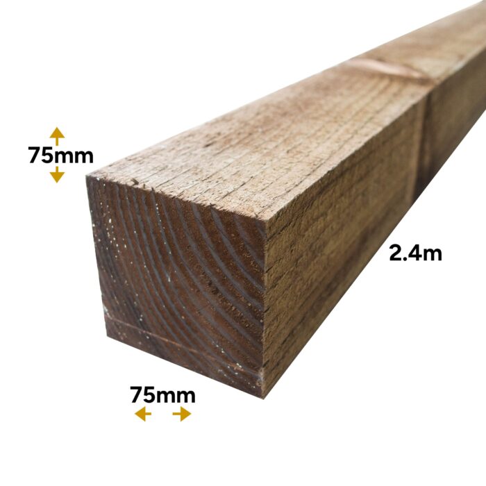 75MM X 75MM X 2.4M POST SAWN TREATED (GREEN)  - FSC Mix 70%