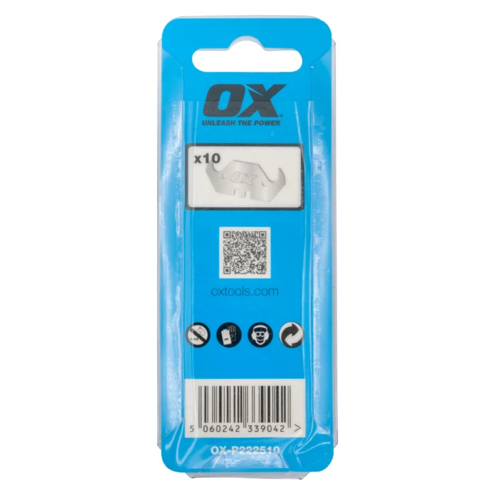 OX PRO HEAVY DUTY HOOKED KNIFE BLADES & DISPENSER 10 PACK (P222510)