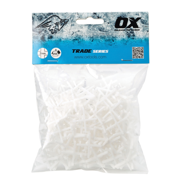 OX TRADE CROSS SHAPE TILE SPACERS (250NO)-2mm (T160902)