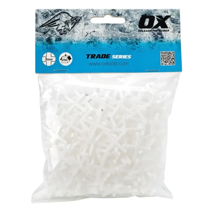 OX TRADE CROSS SHAPE TILE SPACERS (250NO)-3mm (T160903)