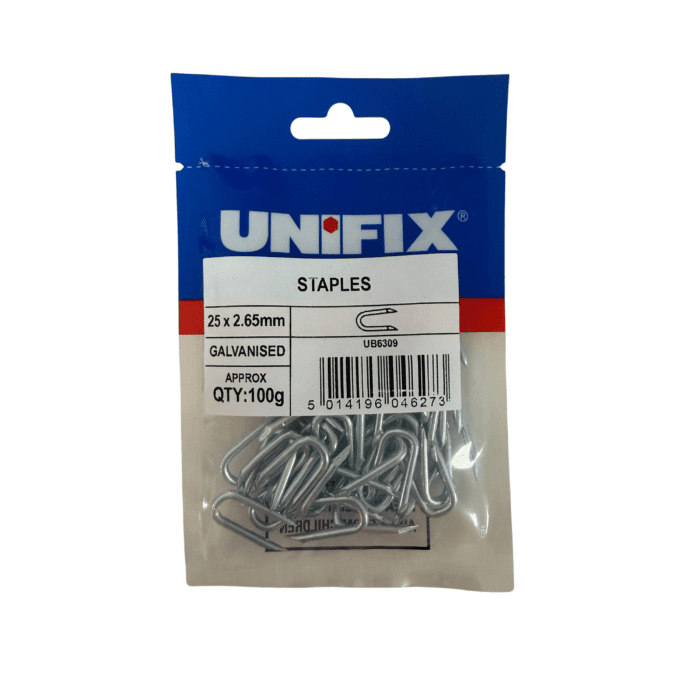 25mm GALV. STAPLES  100g BAG - UB6309