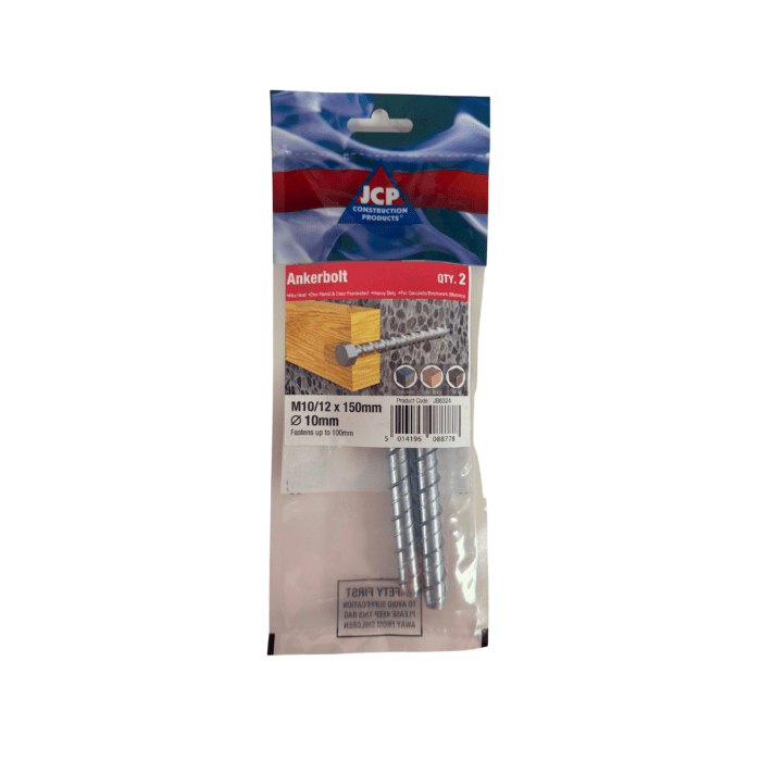 ANKERBOLT HEXAGON HEAD BZP 10/12 x 150mm BAG 2no - JB8324