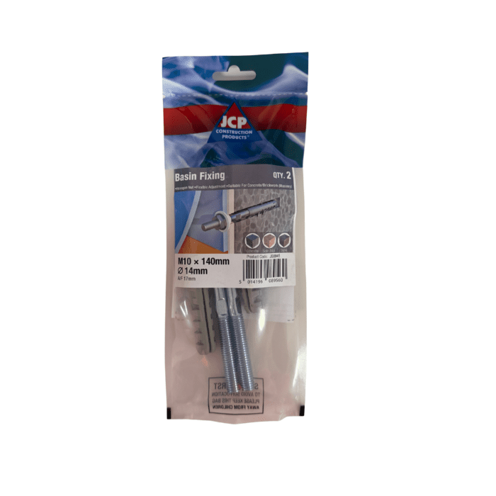 SANITARY BASIN FIXING - 10x140mm SCREW 14x70mm PLUG - BAG 2no - JB8945