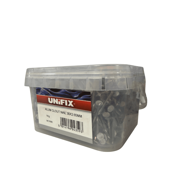 30mm x 2.65mm ALUMINIUM CLOUT NAIL 1kg TUB UC1000