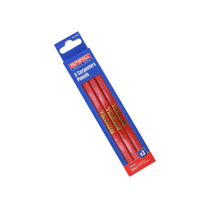 FAITHFULL CARPENTERS PENCIL RED-MEDIUM (3 PACK)
