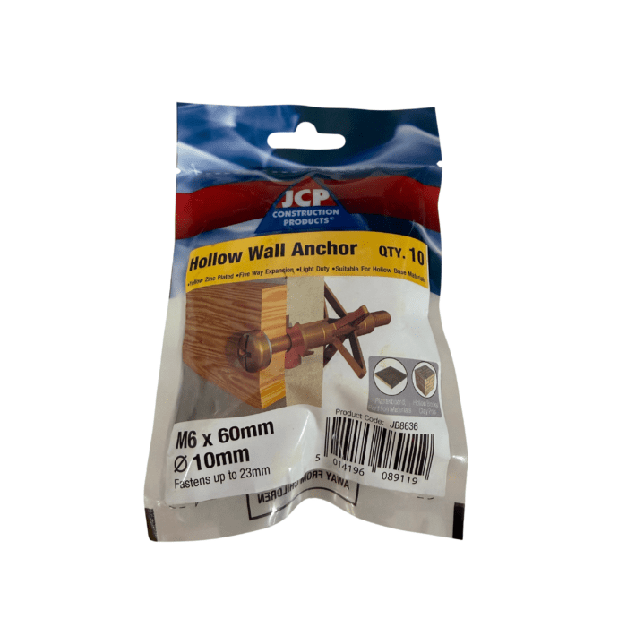 M6 x 60mm HOLLOW WALL ANCHOR - BAG 10no - JB8636