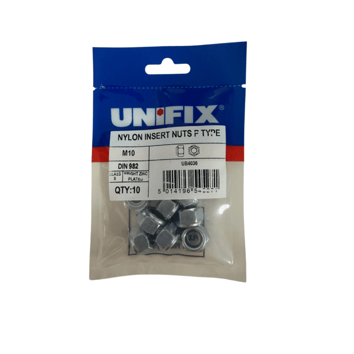 M10 NYLON INSERT NUT BZP BAG 10no UB4036