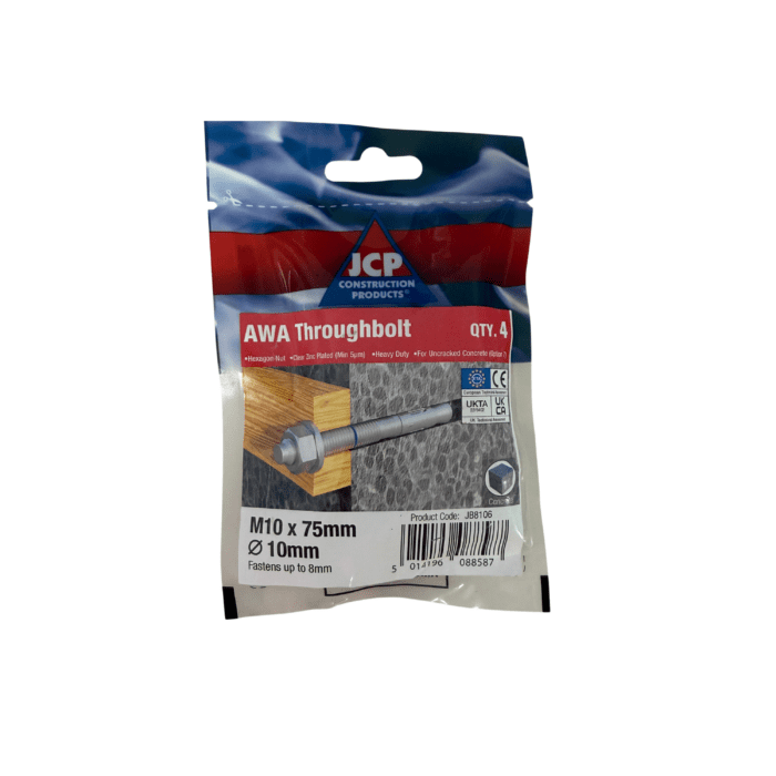 M10 x 75mm THROUGH BOLT BZP BAG 4no - JB8106