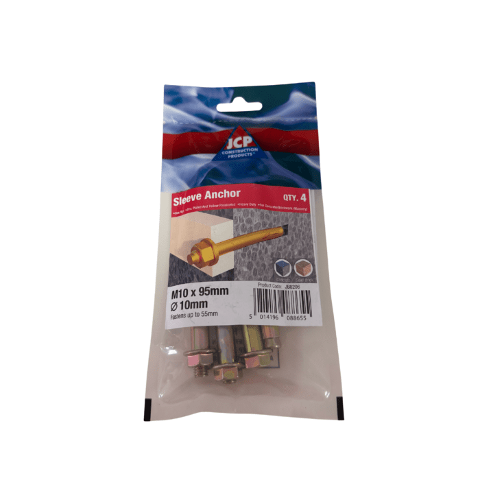 M10 x 95mm SLEEVE ANCHORS ZYP BAG 4no - JB8206
