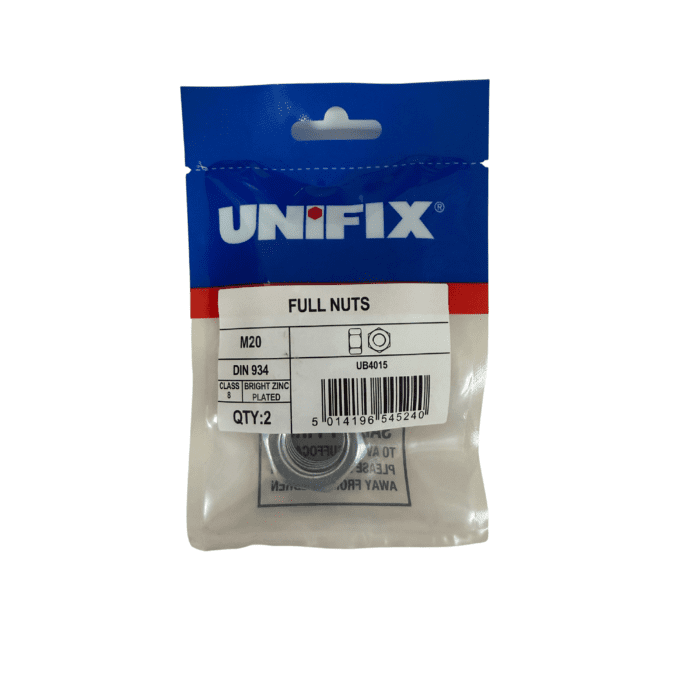 M20 BZP HEX NUTS BAG 2no UB4015