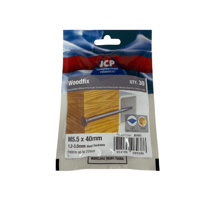 5.5 x 40mm WOODFIX SELF-DRILLING SCREWS BAG 30no - JB8863