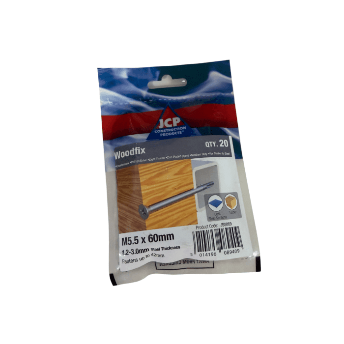 5.5 x 60mm WOODFIX SELF-DRILLING SCREWS BAG 20no - JB8869