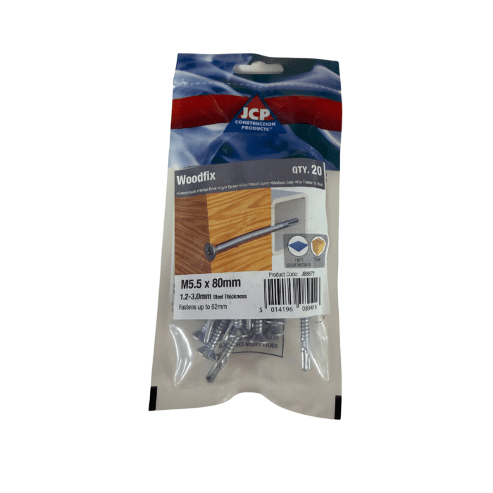 5.5 x 80mm WOODFIX SELF-DRILLING SCREWS BAG 20no - JB8872