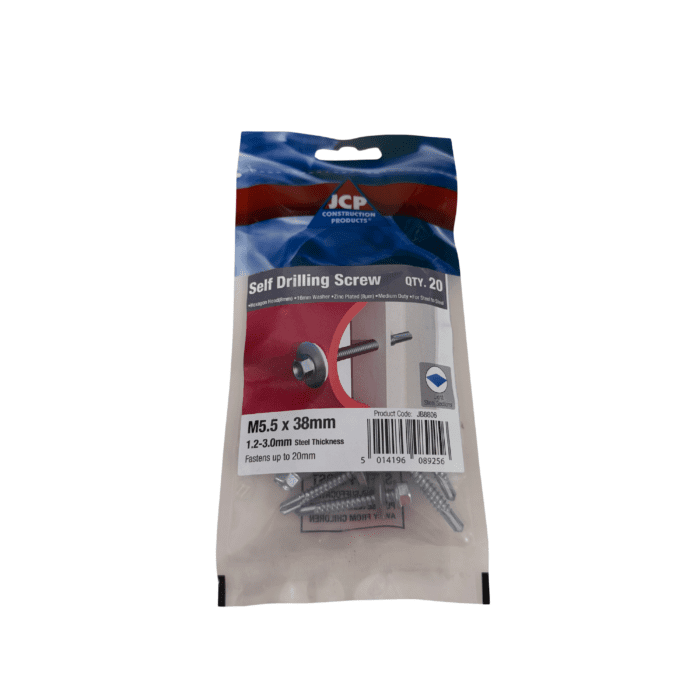 5.5 x 32mm METALFIX SELF DRILLING SCREWS 16mm WASHER BAG 20no JB8806