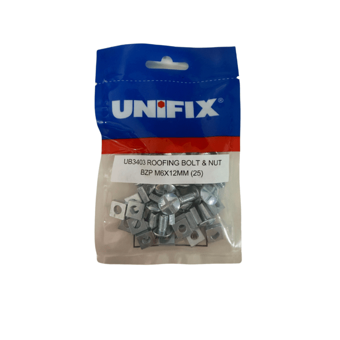 M6 x 12mm MUSHROOM HEAD ROOFING BOLTS & NUTS BZP BAG 25no - UB3403