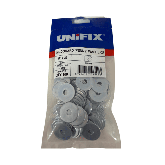 M6 x 25mm MUDGUARD (PENNY) WASHERS BAG 100no UB5215