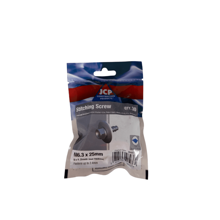 6.3 x 25mm METALFIX STITCHING SCREWS 16mm WASHER BAG 30no JB8857