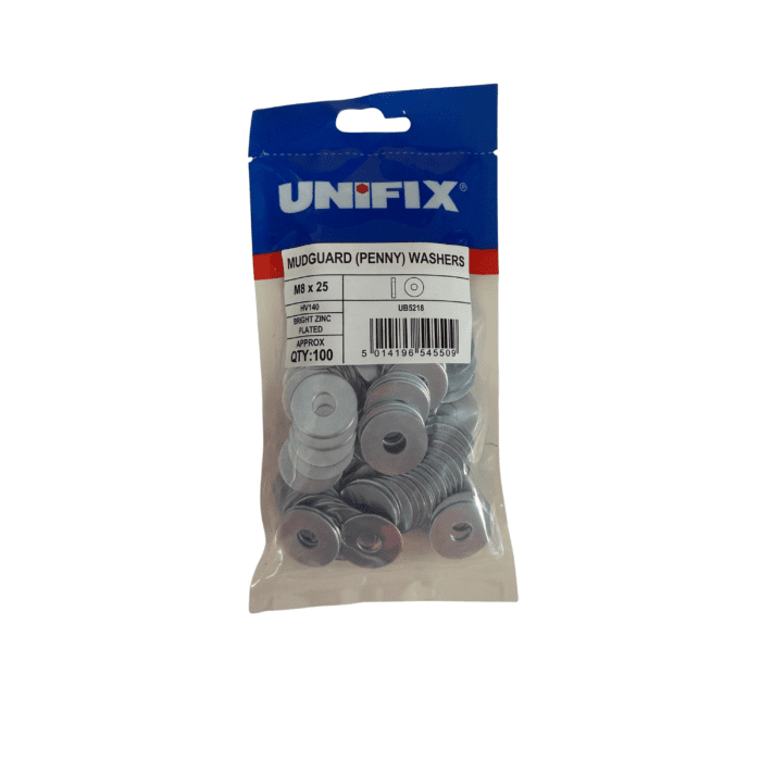 M8 x 25mm MUDGUARD (PENNY) WASHERS BAG 100no UB5218