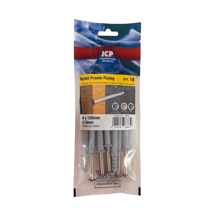 8 x 100mm NYLON FRAME FIXING ZYP BAG 10no - JB8406