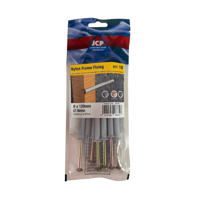 8 x 120mm NYLON FRAME FIXING ZYP BAG 10no - JB8409
