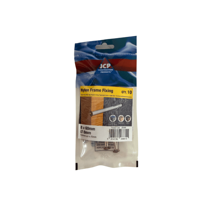 8 x 60mm NYLON FRAME FIXING ZYP BAG 10no - JB8400