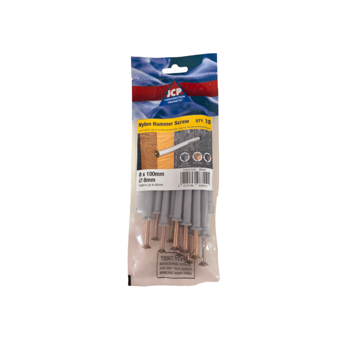 8 x 100mm NYLON HAMMER SCREW ZYP BAG 10no - JB8436