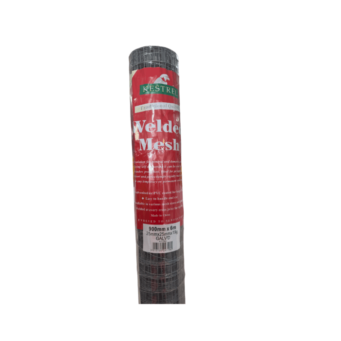 GALV  WELDED MESH ROLL- 6m x 900mm (25mm x 25mm x 19g) - 9/5/9 6m